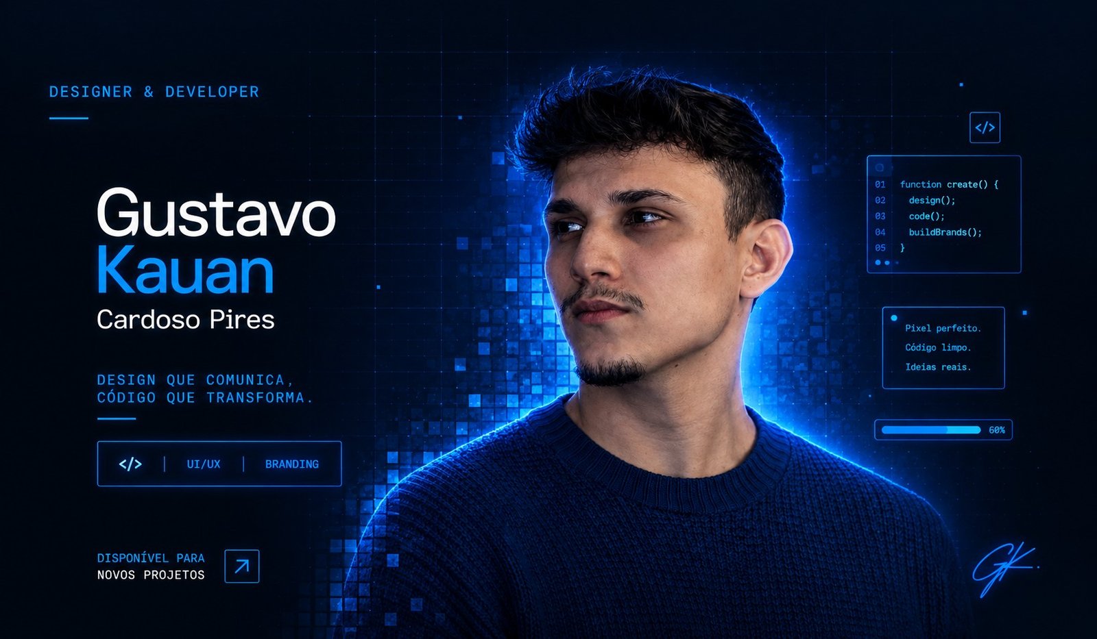 Retrato de Gustavo Kauan Cardoso Pires, designer e desenvolvedor